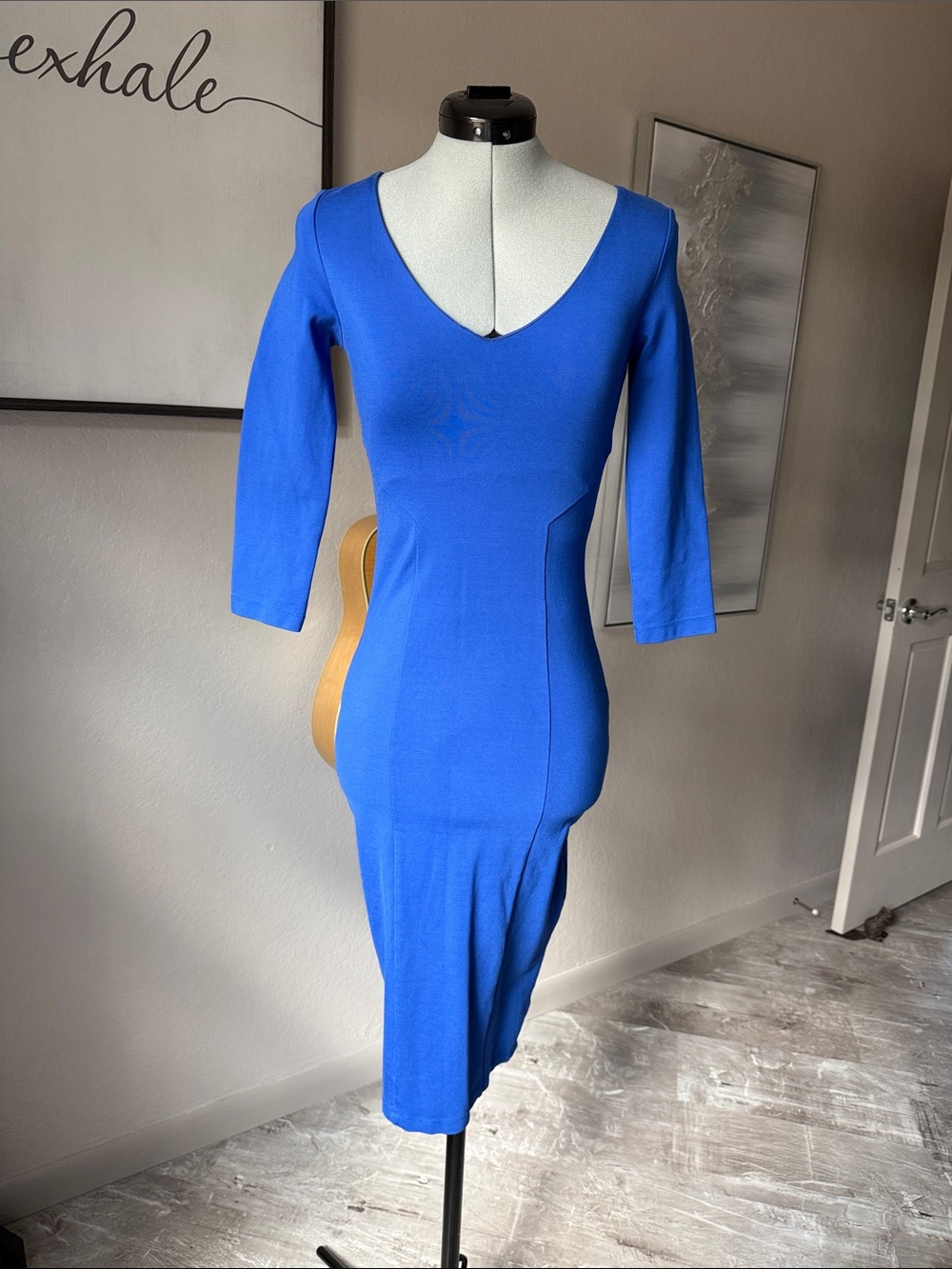 Felicity & Coco Royal Blue V-Neck Midi Dress